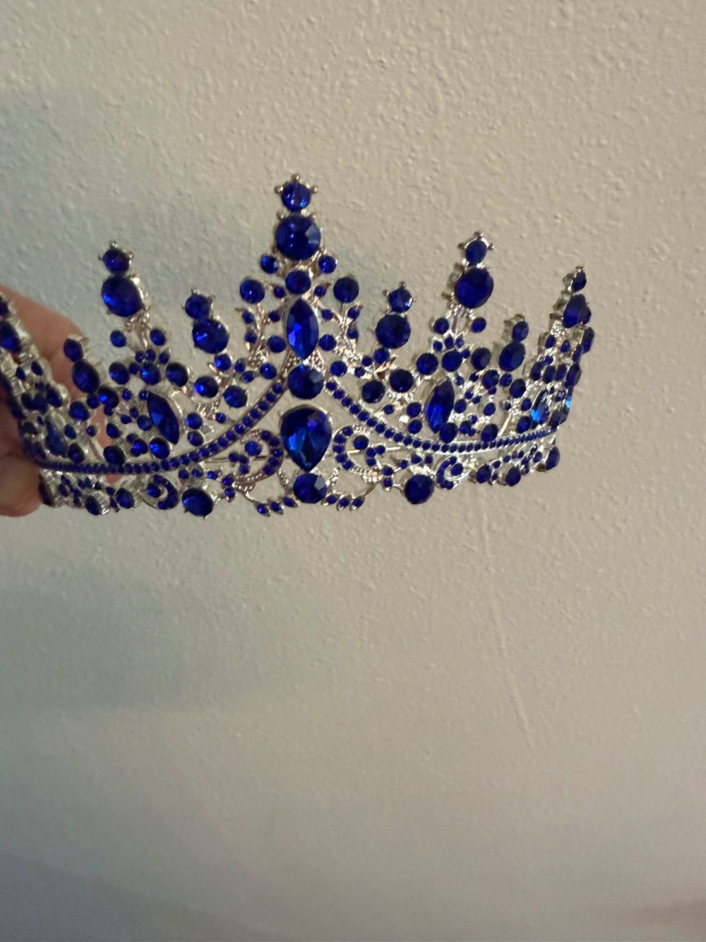 Blue Metal Rhinestone Tiara Crown Cosplay u
